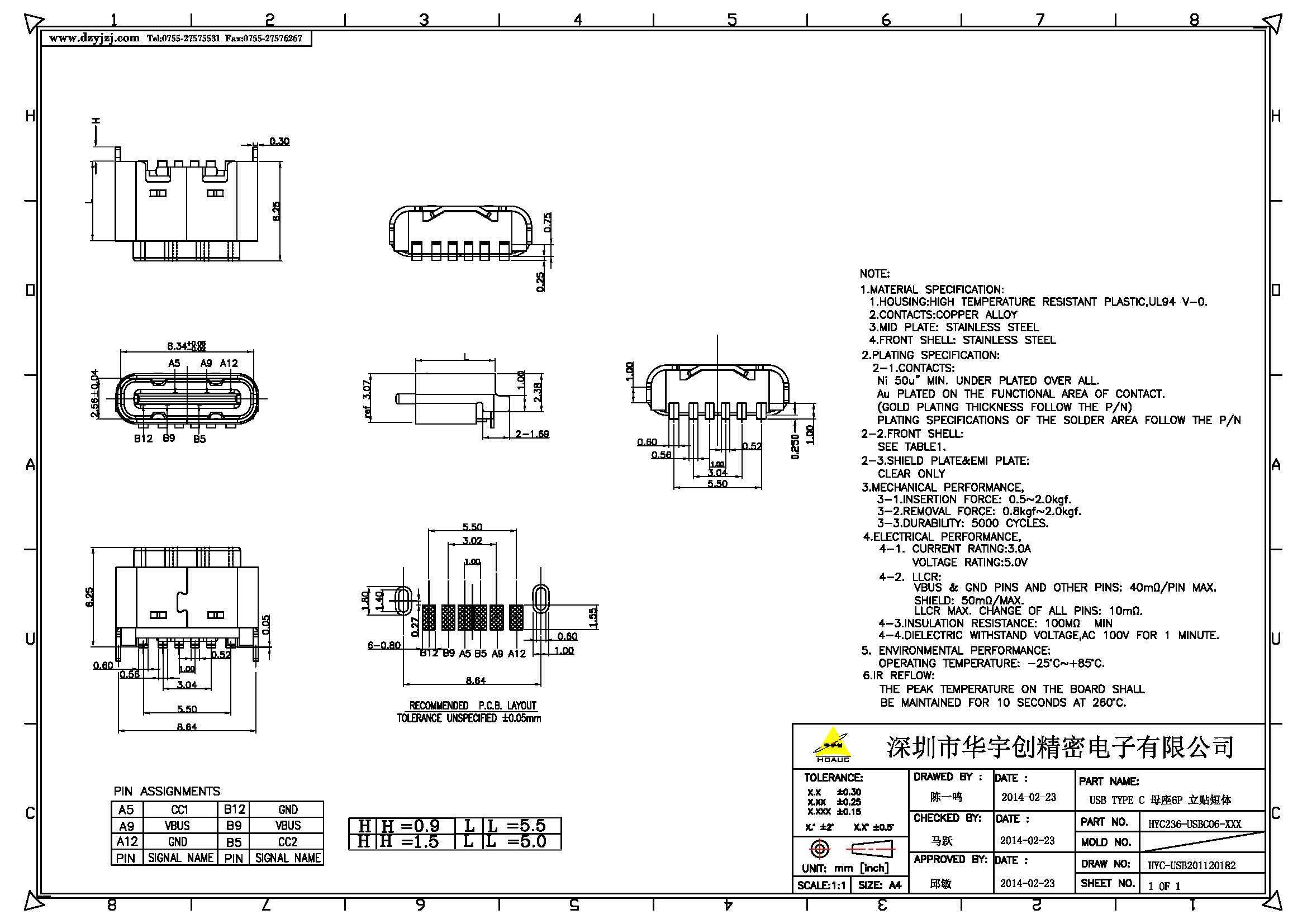 USB TYPE C 母座6P 立贴短体产品图.jpg